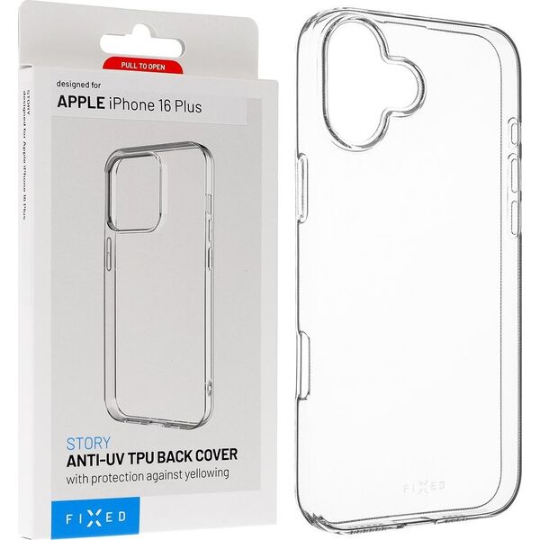 Fixed FIXED Story AntiUV TPU Back Cover for Apple iPhone 16 Plus, clear