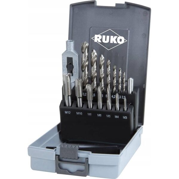 Ruko 15-piece set of taps and drills RUKO M3-M12