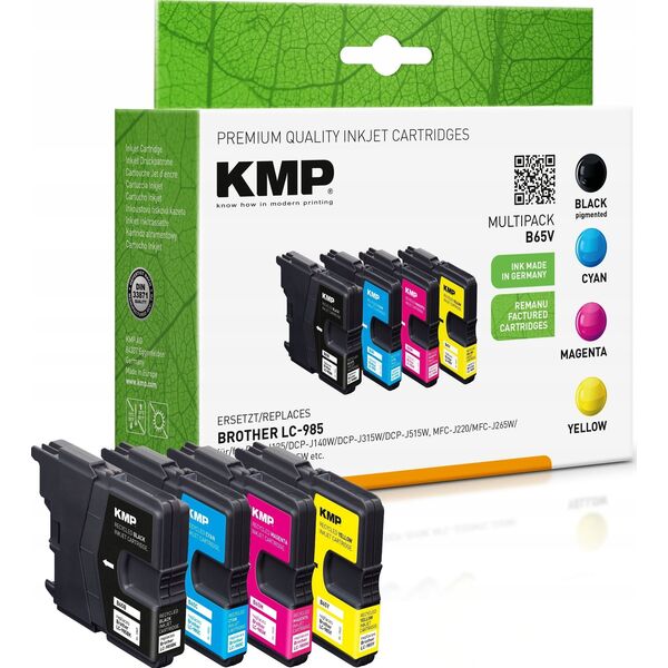 Tusz KMP KMP MULTIPACK B65V - 4er-Pack - Schwarz, Gelb, Cyan, Magenta - kompatibel - Tintenpatrone - fur Brother DCP-J125, DCP-J140, DCP-J315, DCP-J515, MFC-J220, MFC-J265, MFC-J410, MFC-J415