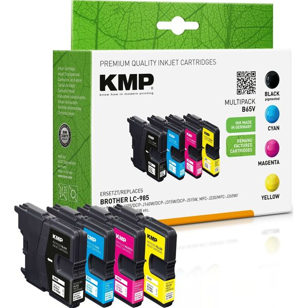 Tusz KMP KMP MULTIPACK B65V - 4er-Pack - Schwarz, Gelb, Cyan, Magenta - kompatibel - Tintenpatrone - fur Brother DCP-J125, DCP-J140, DCP-J315, DCP-J515, MFC-J220, MFC-J265, MFC-J410, MFC-J415