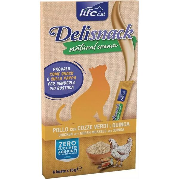 Life Pet Care LIFE CAT DELI SNACK NATURAL CREAM 6x15g   CHICKEN /12