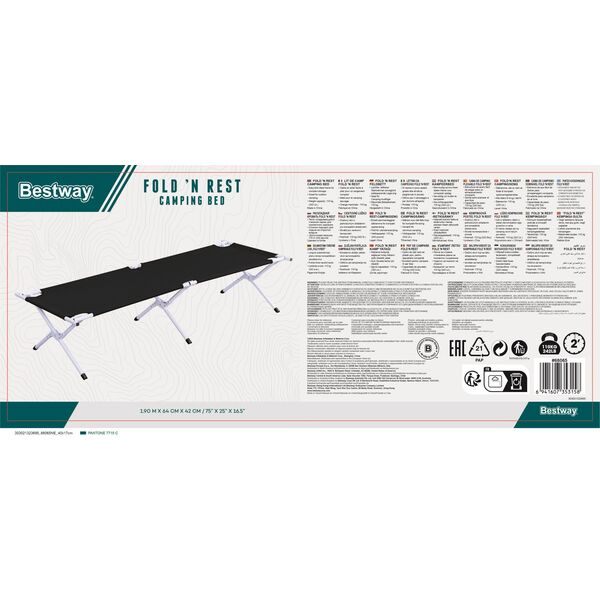 Bestway Łóżko Kempingowe Turystyczne Polowe Campingowe Składane SPARTAN 190x64 cm