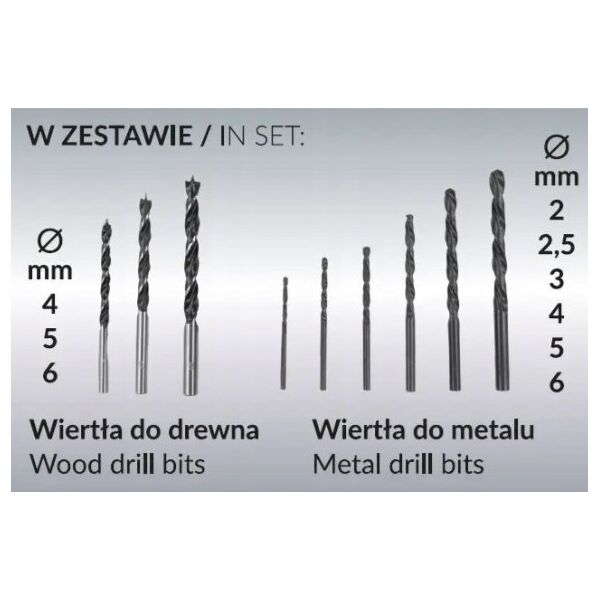 Zestaw elektronarzędzi Dedra Zestaw DED7042 wkrętarka +2XDED7032+DED7038+9szt akc