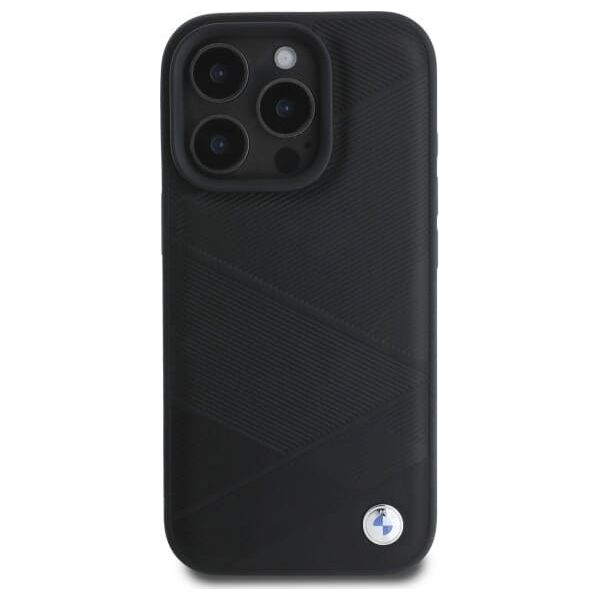 BMW BMW BMHCP16X23RCGPK iPhone 16 Pro Max     6.9" czarny/black hardcase Sign Leather Crossing Lines Pattern