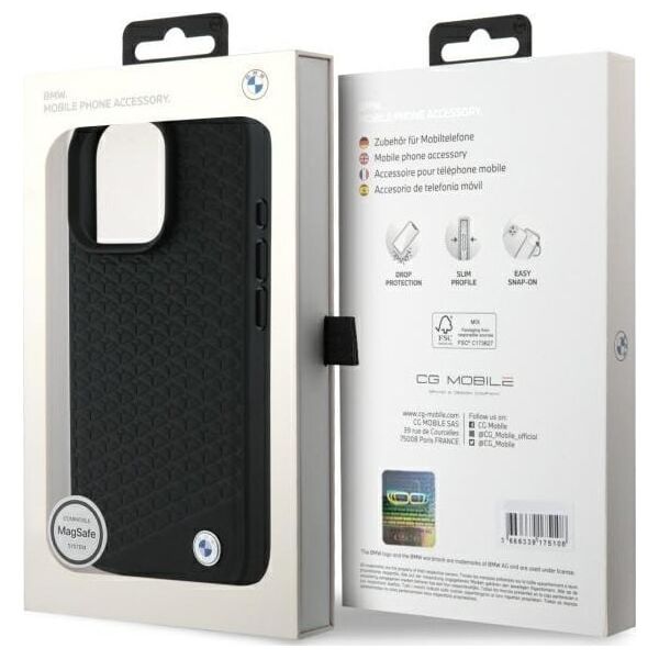 BMW BMW BMHMP16L23RDDK iPhone 16 Pro 6.3"     czarny/black hardcase Sign Leather Diamond Metal Logo MagSafe