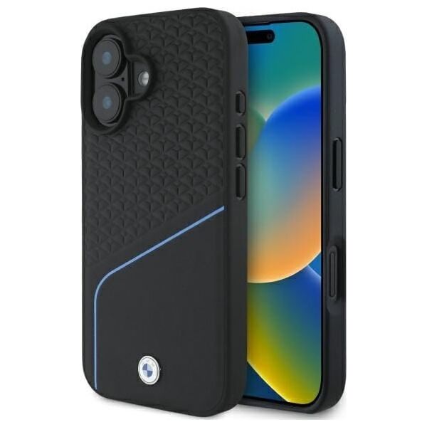 BMW BMW BMHMP16S23RDCLK iPhone 16 6.1"        czarny/black hardcase Sign Leather Textured And Line MagSafe