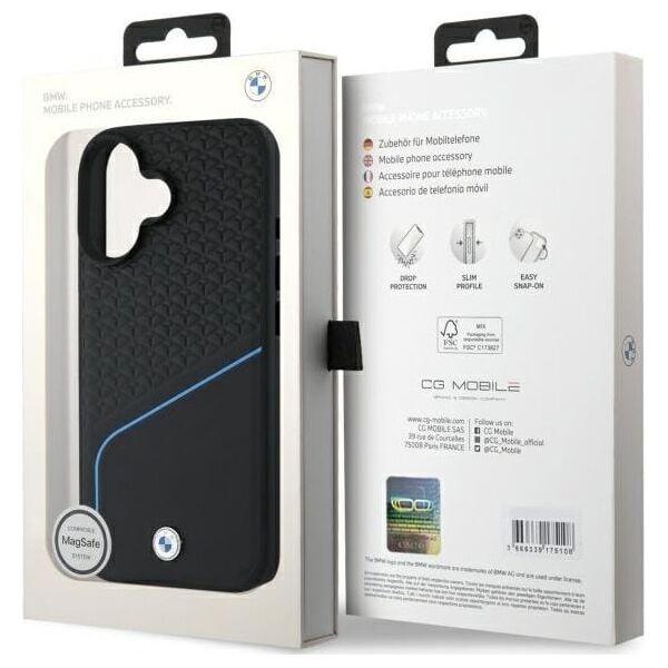 BMW BMW BMHMP16S23RDCLK iPhone 16 6.1"        czarny/black hardcase Sign Leather Textured And Line MagSafe