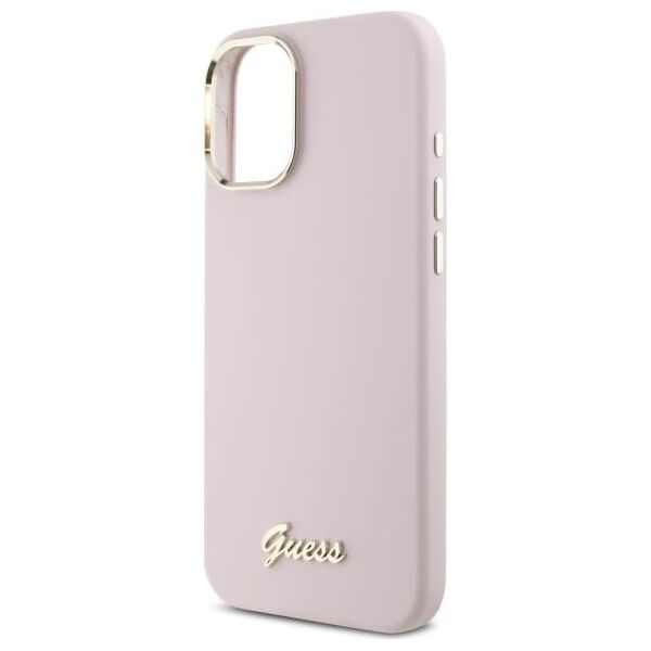 Guess Guess GUHCP16MSMBSLP iPhone 16 Plus 6.7"  różowy/pink hardcase Silicone Script Metal Logo & Frame