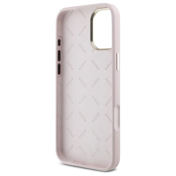 Guess Guess GUHCP16MSMBSLP iPhone 16 Plus 6.7"  różowy/pink hardcase Silicone Script Metal Logo & Frame