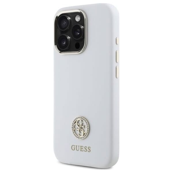 Guess Guess GUHCP16LM4DGPH iPhone 16 Pro 6.3"   biały/white hardcase Silicone Logo Strass 4G
