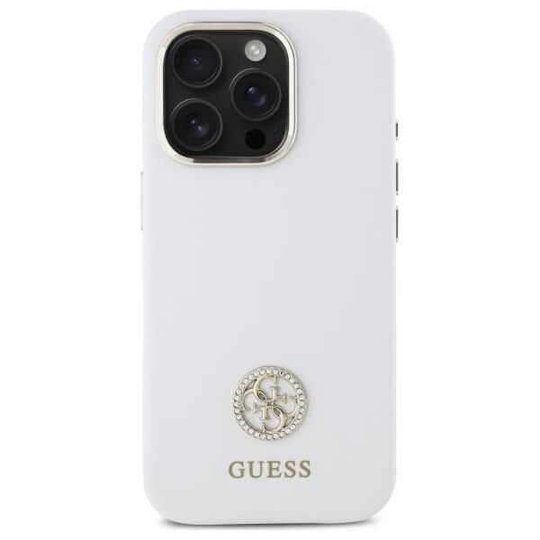 Guess Guess GUHCP16LM4DGPH iPhone 16 Pro 6.3"   biały/white hardcase Silicone Logo Strass 4G