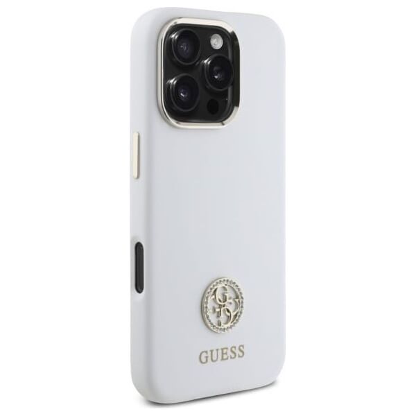 Guess Guess GUHCP16LM4DGPH iPhone 16 Pro 6.3"   biały/white hardcase Silicone Logo Strass 4G
