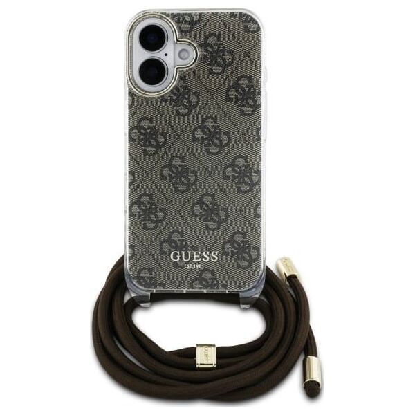 Guess Guess GUHCP16SHC4SEW iPhone 16 6.1"       brązowy/brown hardcase Crossbody Cord 4G Print