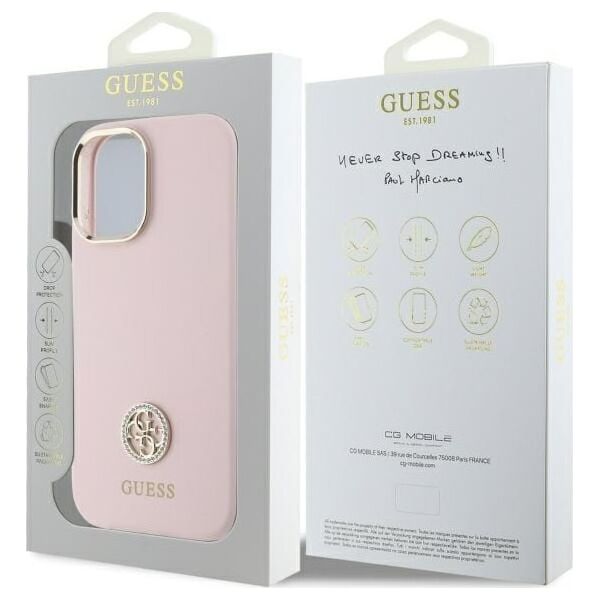 Guess Guess GUHCP16SM4DGPP iPhone 16 6.1"       jasnoróżowy/pink hardcase Silicone Logo Strass 4G
