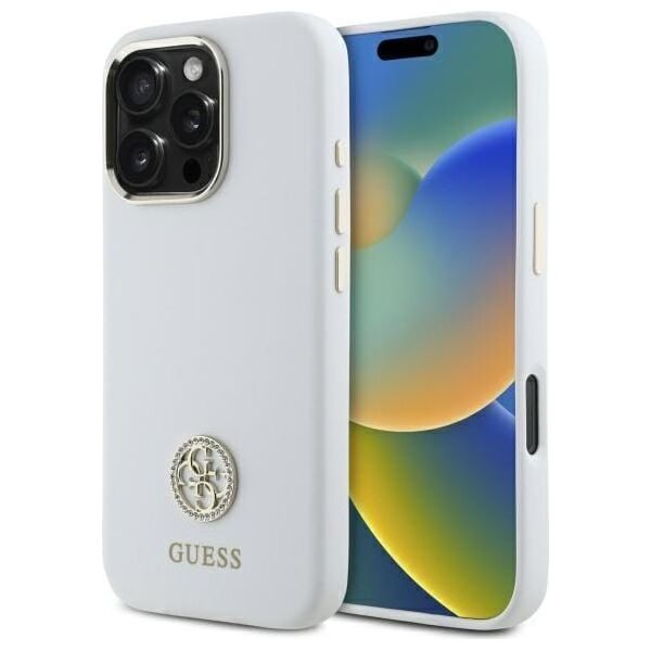 Guess Guess GUHCP16XM4DGPH iPhone 16 Pro Max    6.9" biały/white hardcase Silicone Logo Strass 4G
