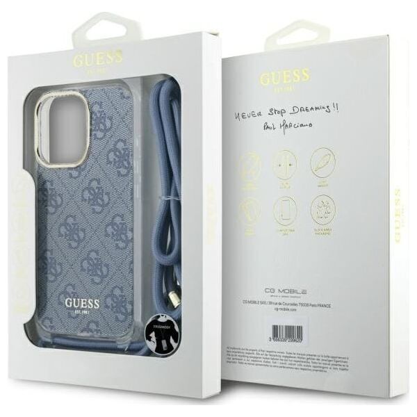 Guess Guess GUHCP16XHC4SEB iPhone 16 Pro Max    6.9" niebieski/blue hardcase Crossbody Cord 4G Print