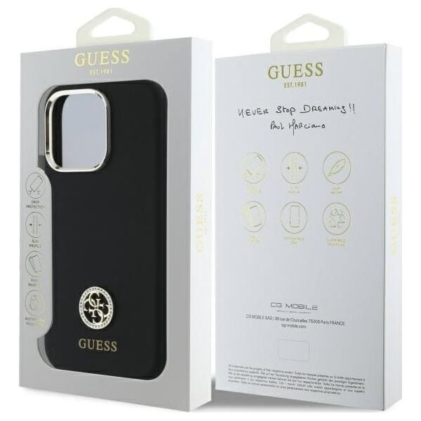 Guess Guess GUHCP16LM4DGPK iPhone 16 Pro 6.3"   czarny/black hardcase Silicone Logo Strass 4G