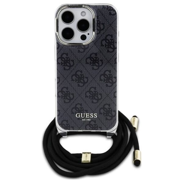 Guess Guess GUHCP16LHC4SEK iPhone 16 Pro 6.3"   czarny/black hardcase Crossbody Cord 4G Print