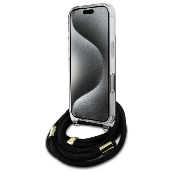 Guess Guess GUHCP16LHC4SEK iPhone 16 Pro 6.3"   czarny/black hardcase Crossbody Cord 4G Print