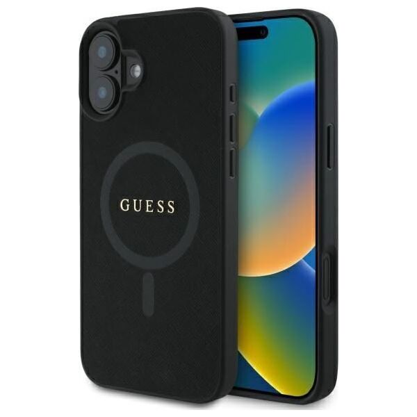 Guess Guess GUHMP16SPSAHMCK iPhone 16 6.1"      czarny/black hardcase Saffiano Classic Logo MagSafe