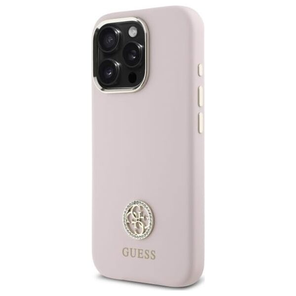 Guess Guess GUHCP16LM4DGPP iPhone 16 Pro 6.3"   jasnoróżowy/pink hardcase Silicone Logo Strass 4G