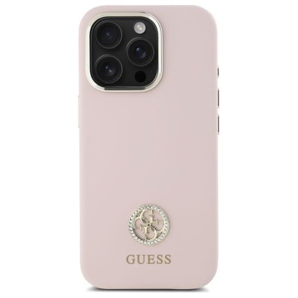Guess Guess GUHCP16LM4DGPP iPhone 16 Pro 6.3"   jasnoróżowy/pink hardcase Silicone Logo Strass 4G