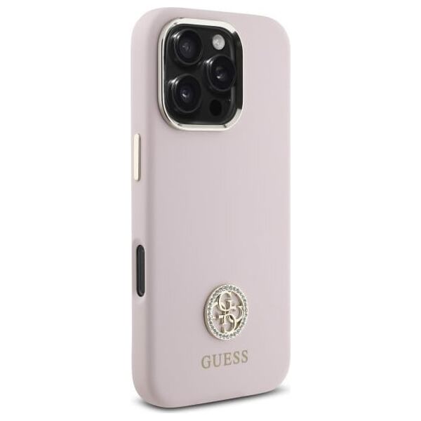 Guess Guess GUHCP16LM4DGPP iPhone 16 Pro 6.3"   jasnoróżowy/pink hardcase Silicone Logo Strass 4G