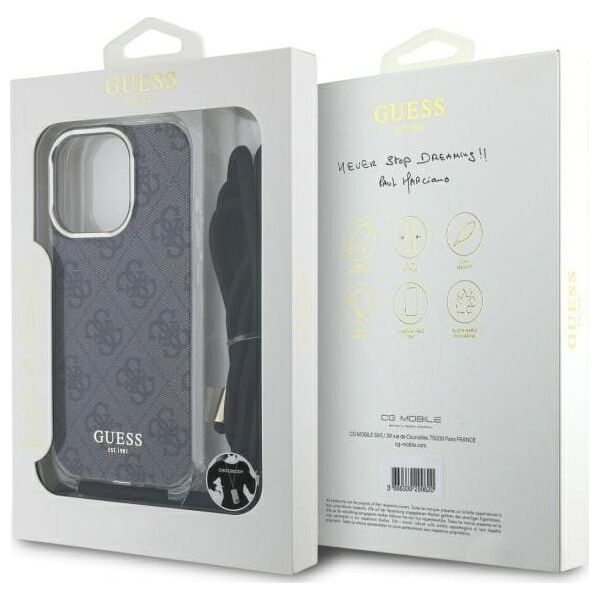 Guess Guess GUHCP16XHC4SEK iPhone 16 Pro Max    6.9" czarny/black hardcase Crossbody Cord 4G Print