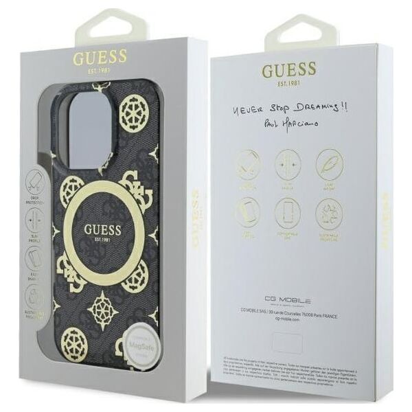 Guess Guess GUHMP16XH4PYEEK iPhone 16 Pro Max   6.9" czarny/black hardcase IML Peony On 4G Background MagSafe