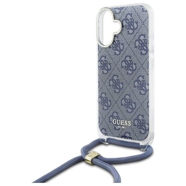 Guess Guess GUHCP16SHC4SEB iPhone 16 6.1"       niebieski/blue hardcase Crossbody Cord 4G Print