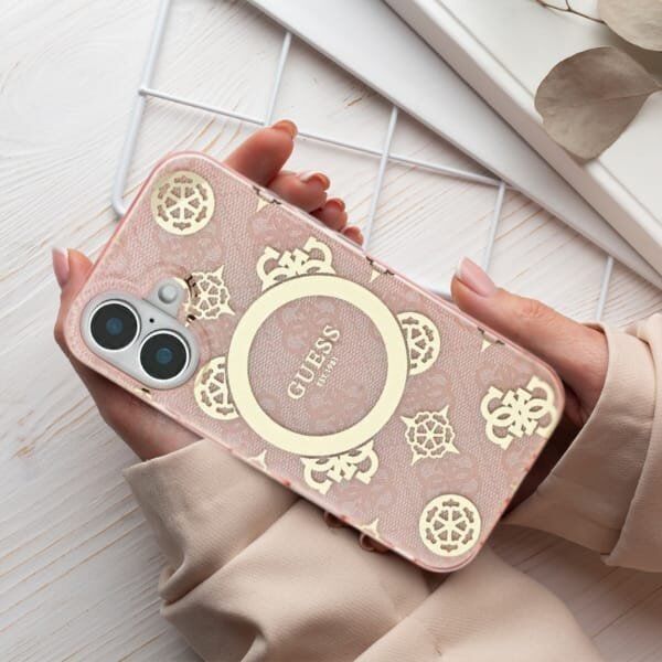 Guess Guess GUHMP16LH4PYEEK iPhone 16 Pro 6.3"  czarny/black hardcase IML Peony On 4G Background MagSafe
