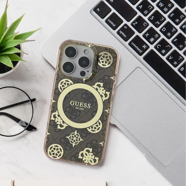 Guess Guess GUHMP16LH4PYEEK iPhone 16 Pro 6.3"  czarny/black hardcase IML Peony On 4G Background MagSafe