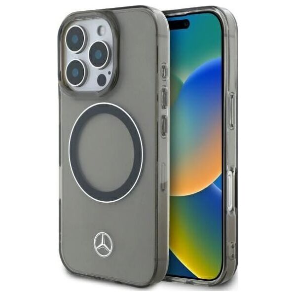 Mercedes Mercedes MEHMP16L23HUOSK iPhone 16 Pro    6.3" czarny/black hardcase Silver Ring MagSafe