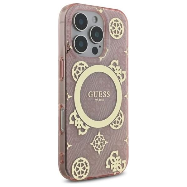Guess Guess GUHMP16LH4PYEEP iPhone 16 Pro 6.3"  różowy/pink hardcase IML Peony On 4G Background MagSafe