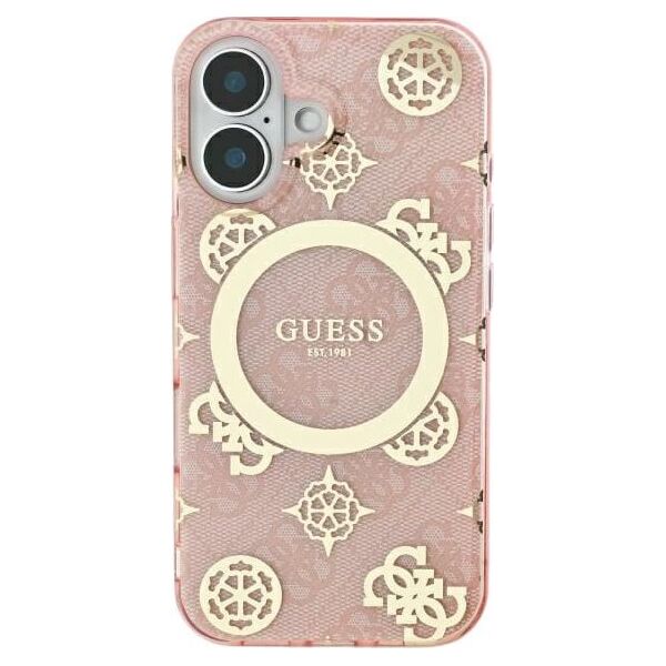 Guess Guess GUHMP16LH4PYEEP iPhone 16 Pro 6.3"  różowy/pink hardcase IML Peony On 4G Background MagSafe