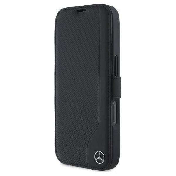 Mercedes Mercedes MEBKP16S23RBGVK iPhone 16 6.1"   czarny/black bookcase Leather Wood Imitation