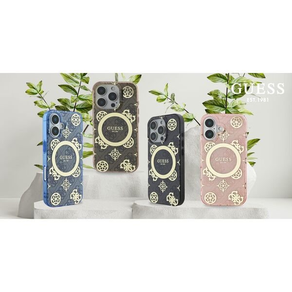 Guess Guess GUHMP16XH4PYEEW iPhone 16 Pro Max   6.9" brązowy/brown hardcase IML Peony On 4G Background MagSafe