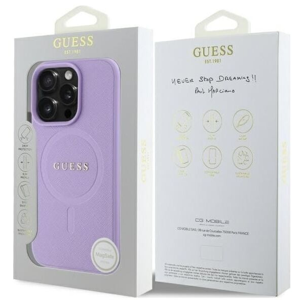 Guess Guess GUHMP16LPSAHMCU iPhone 16 Pro 6.3"  fioletowy/purple hardcase Saffiano MagSafe