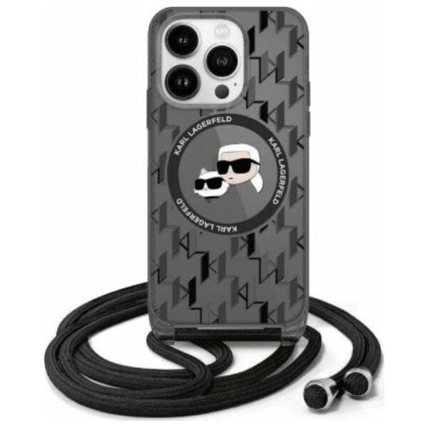 Karl Lagerfeld Karl Lagerfeld KLHMP16LHCKCKLCK iPhone    16 Pro 6.3" czarny/black hardcase IML Crossbody Monogram Karl & Choupette Head MagSafe