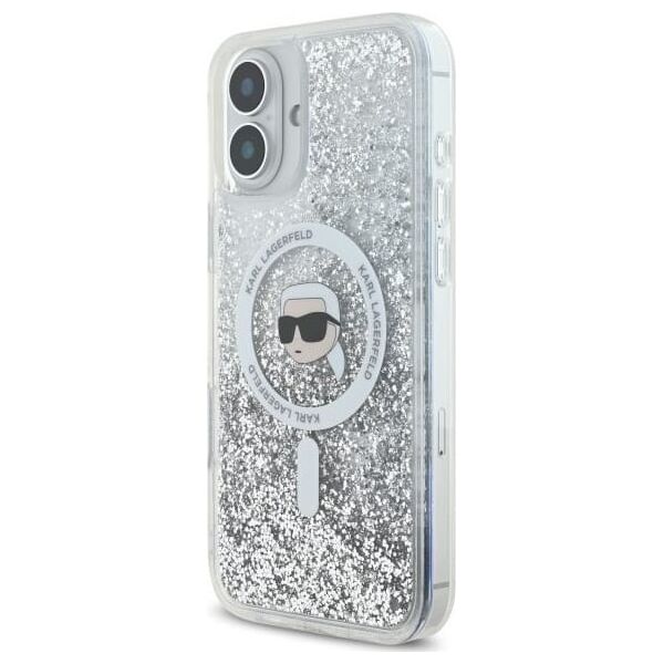 Karl Lagerfeld Karl Lagerfeld KLHMP16MLGKISGH iPhone 16  Plus 6.7" hardcase transparent Liquid Glitter Karl Head Magsafe