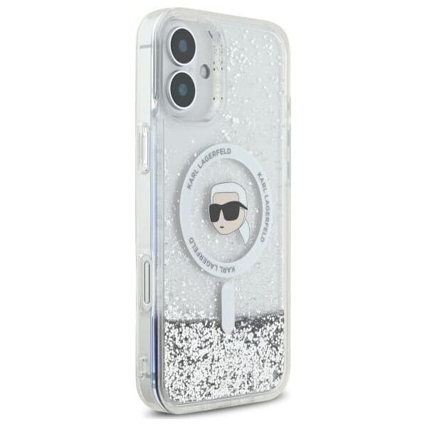 Karl Lagerfeld Karl Lagerfeld KLHMP16MLGKISGH iPhone 16  Plus 6.7" hardcase transparent Liquid Glitter Karl Head Magsafe