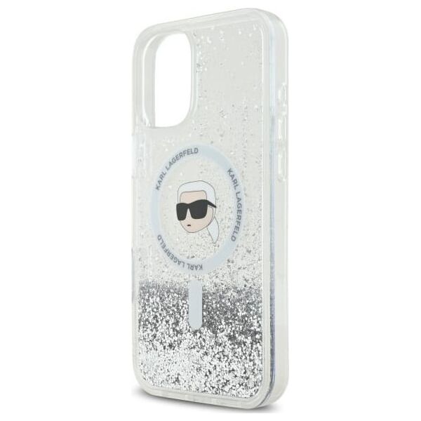 Karl Lagerfeld Karl Lagerfeld KLHMP16MLGKISGH iPhone 16  Plus 6.7" hardcase transparent Liquid Glitter Karl Head Magsafe