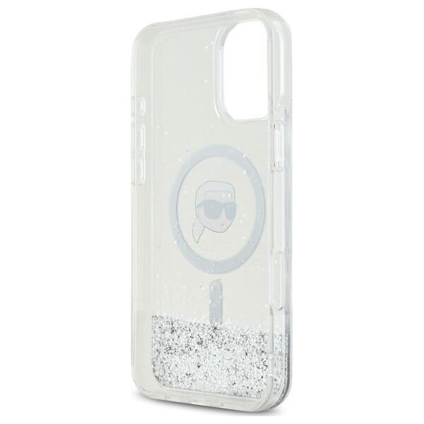 Karl Lagerfeld Karl Lagerfeld KLHMP16SLGKISGH iPhone 16  6.1" hardcase transparent Liquid Glitter Karl Head Magsafe