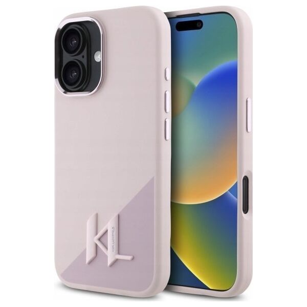 Karl Lagerfeld Karl Lagerfeld KLHMP16SSCMKMPCP iPhone    16 6.1" różowy/pink hardcase Silicone Shadow Metal Initial MagSafe