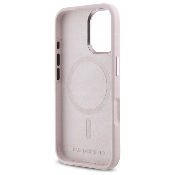 Karl Lagerfeld Karl Lagerfeld KLHMP16SSCMKMPCP iPhone    16 6.1" różowy/pink hardcase Silicone Shadow Metal Initial MagSafe