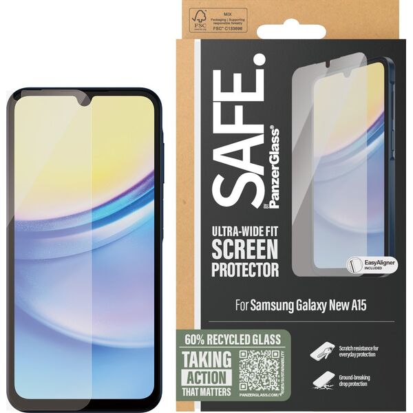 PanzerGlass SAFE Screen Protector Samsung A15/A15 5G/Ultra-Wide Fit