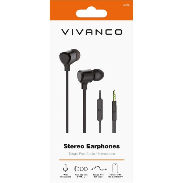 Słuchawki Vivanco Vivanco headset Stereo Earphones, black (61738)