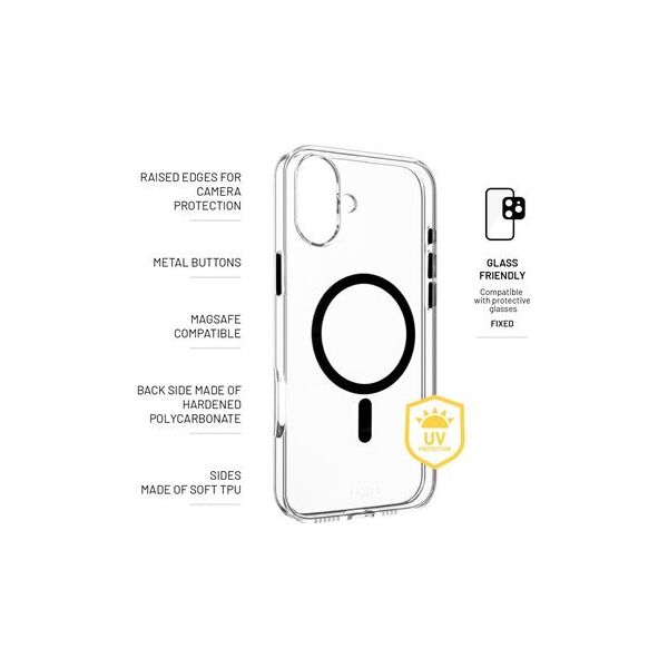 Fixed Fixed | MagPurity | Back Cover | Apple | iPhone 16 Plus | TPU | Clear, Black