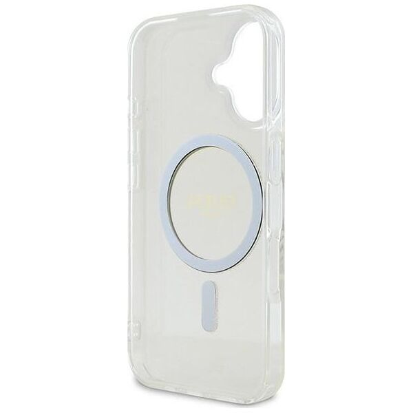 Guess Guess GUHMP16SHFGERET iPhone 16 6.1" przeźroczysty/transparent hardcase IML Glitter Circle MagSafe