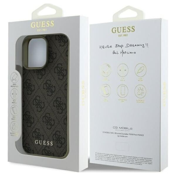 Guess Guess GUHCP16LGF4GBR iPhone 16 Pro 6.3"   brązowy/brown hardcase 4G Charms Collection